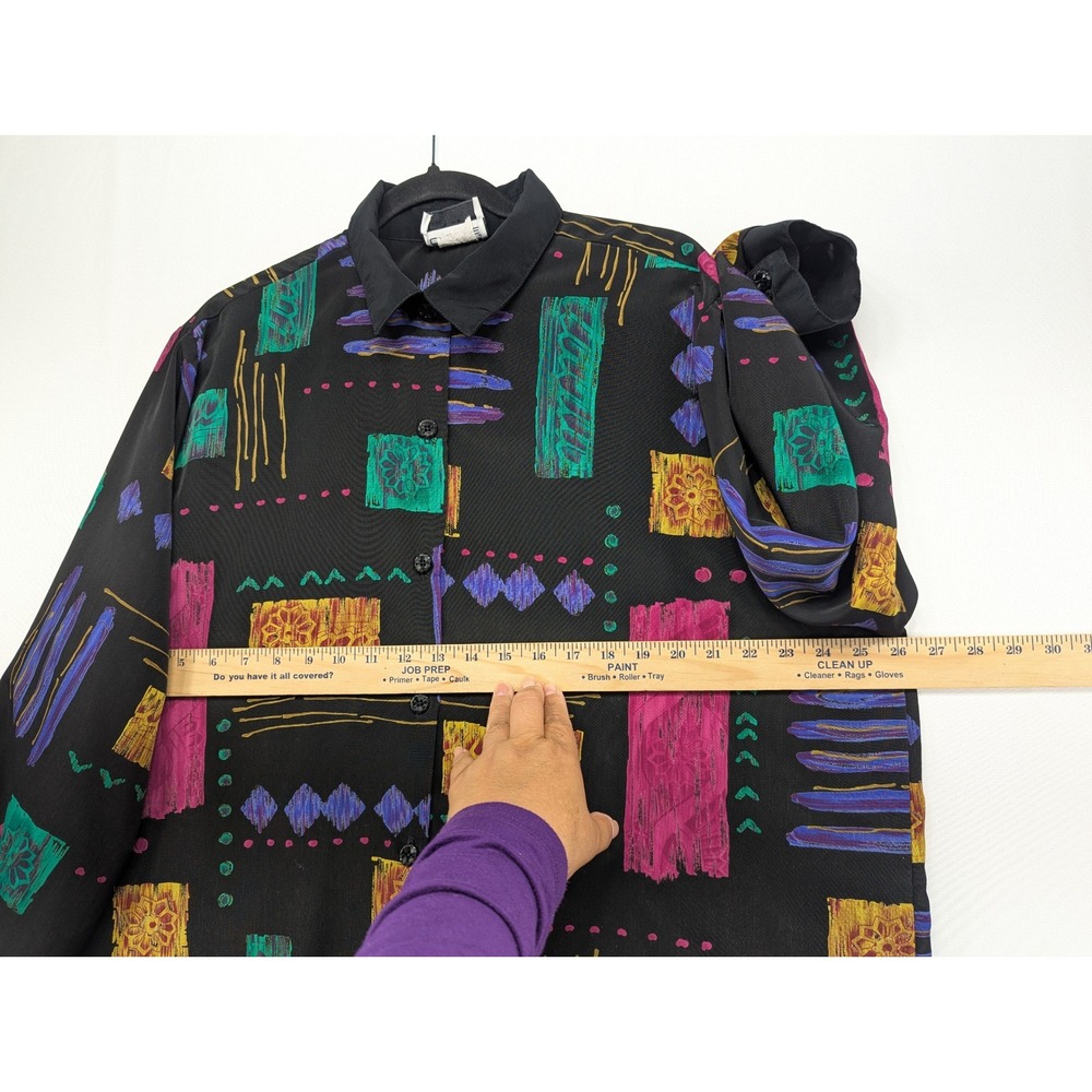 Caliche Collection Black Abstract Geometric Print Button Down Shirt XL - Picture 4 of 9